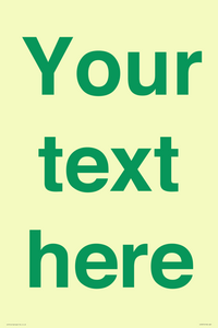 Custom blank information sign. Green text, plain background